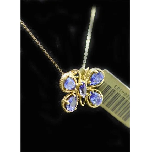 Tanzanite 3.26 Ct Butterfly Pendant 10k Yellow Gold